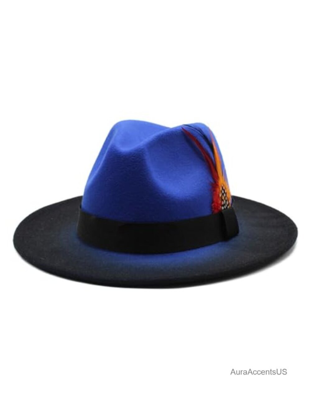 Woolen Felt Fedora Hat Adjustable Wide Brim Panama with Feather